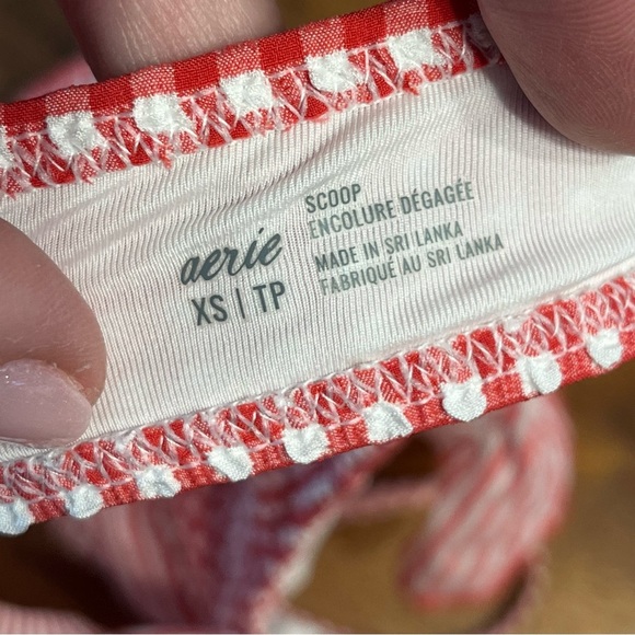 Aerie scoop Red and White Gingham Bikini Top checkered size XS - Picture 3 of 4